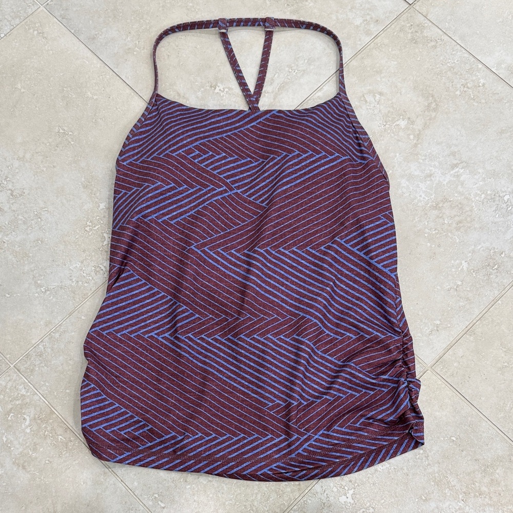 Prana Athletic Purple and Blue Striped Tank with shelf bra